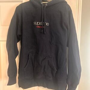 Supreme Black Hoodie with White and Red Logo